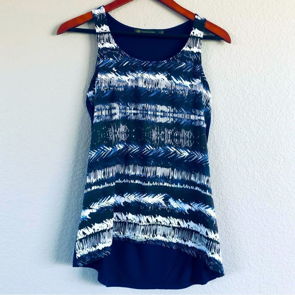 Outback Red Tribal Print Blue Tank Top XS